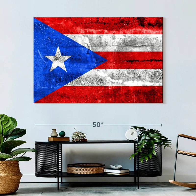 Drapeau grunge de Porto Rico, H 34 po x l 51 po