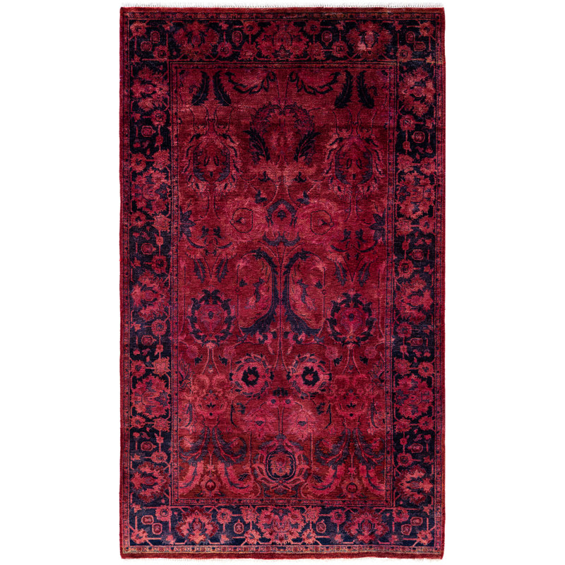 Overdyed Hand-Knotted Wool Modern-Contemporary Red Area Rug 3' 1" x 5' 1"