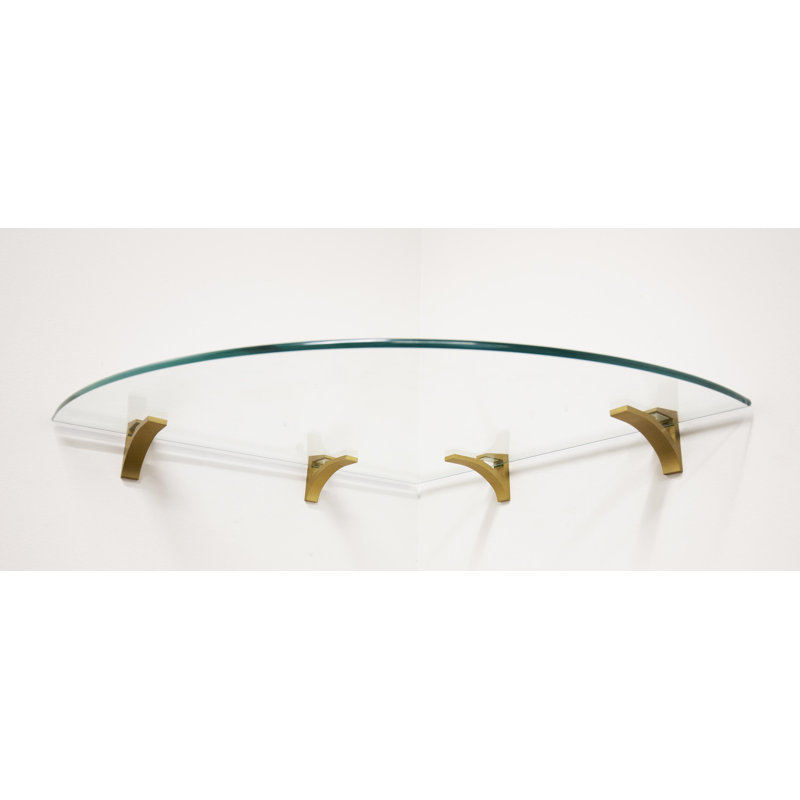 Glass Corner Shelf, Brass