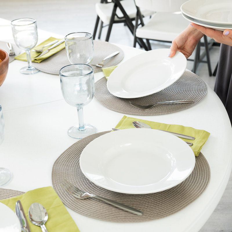 White Granite 60-Inch Round Folding Utility Table