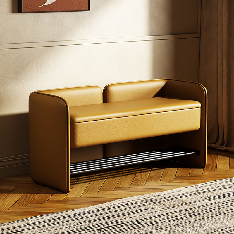 47.2in Shoe Changing Stool Shoe Storage Stool, Yellow