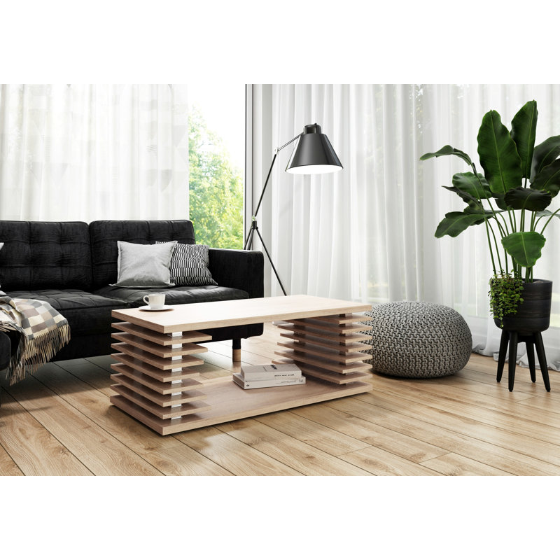 Lorenzo Floor Shelf Coffee Table with Storage, Sonoma