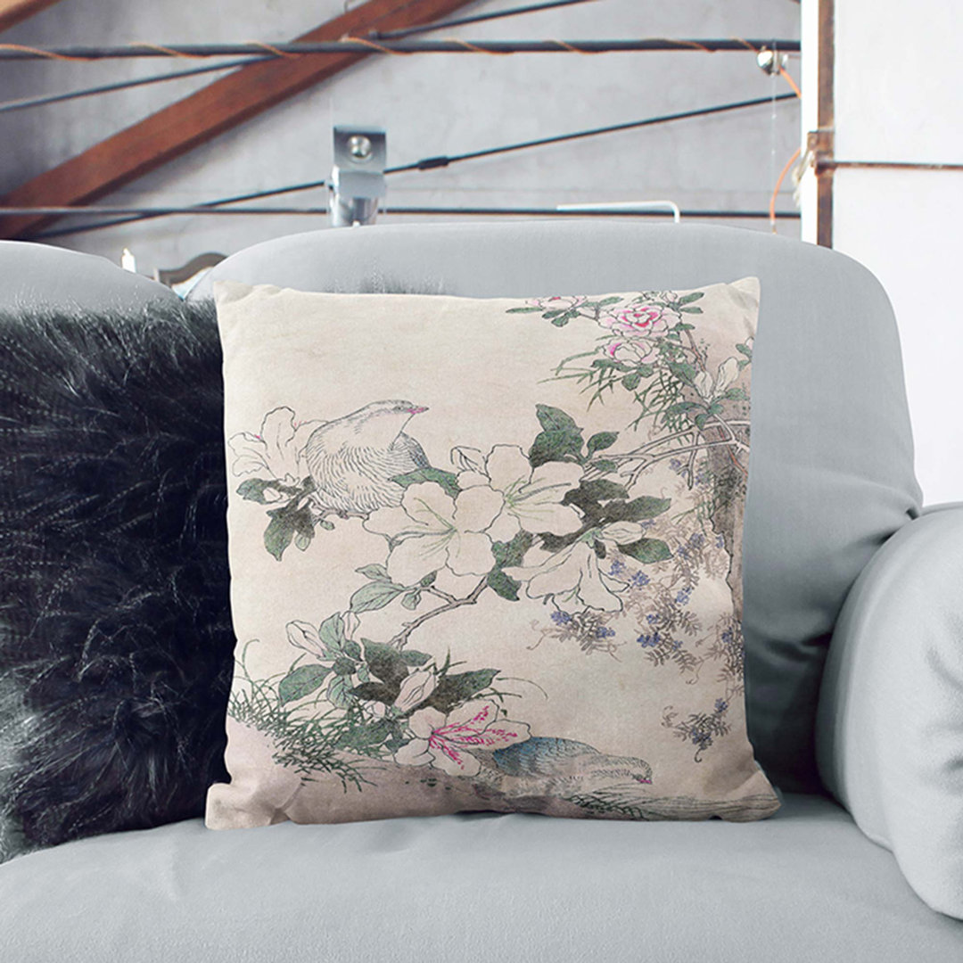Birds at the Pond Cushion with Filling