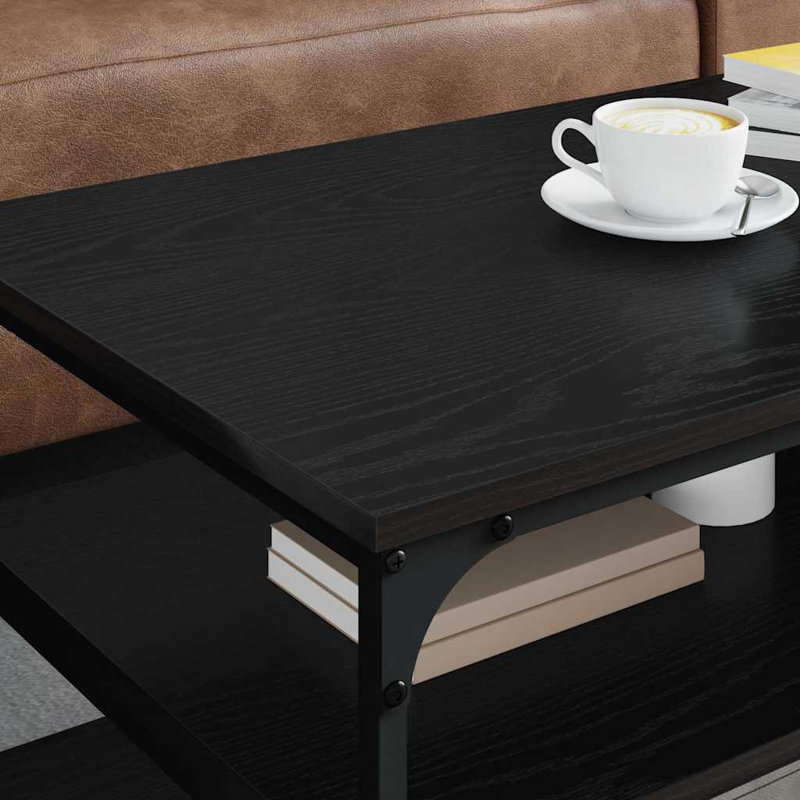 Coffee Table with Storage, Black Oak