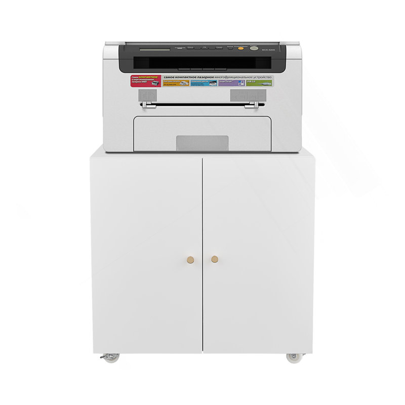 Support d'imprimante de bureau avec roulettes, Blanc