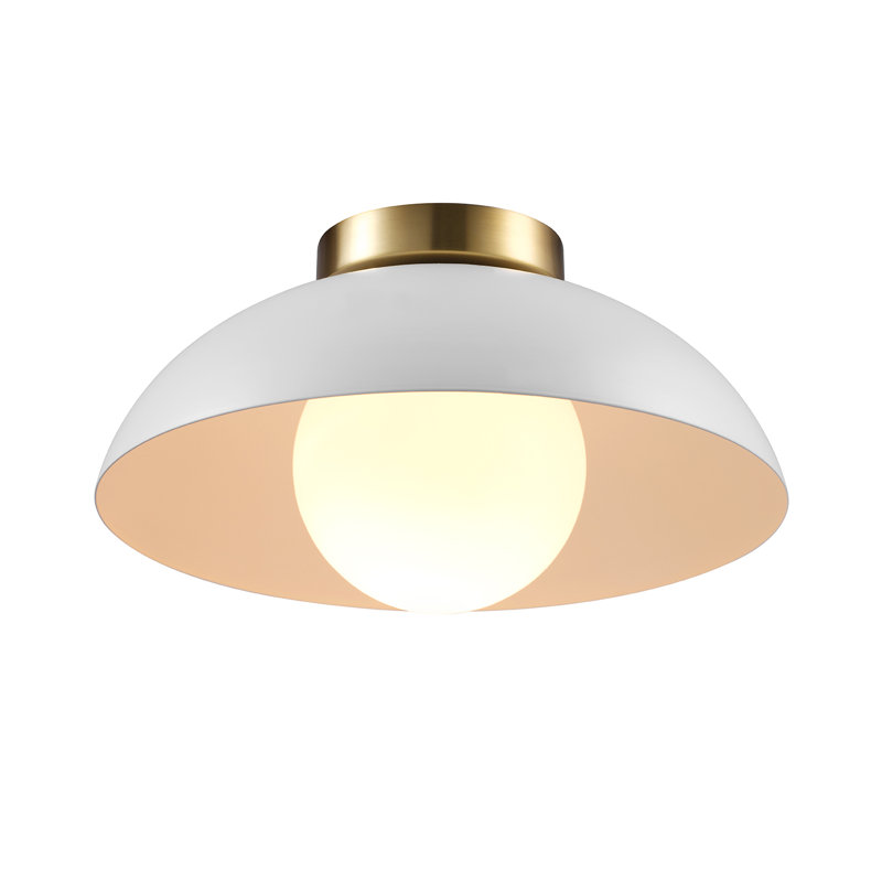 Plafonnier encastré blanc mat 1 lumière avec abat-jour en verre opale blanc