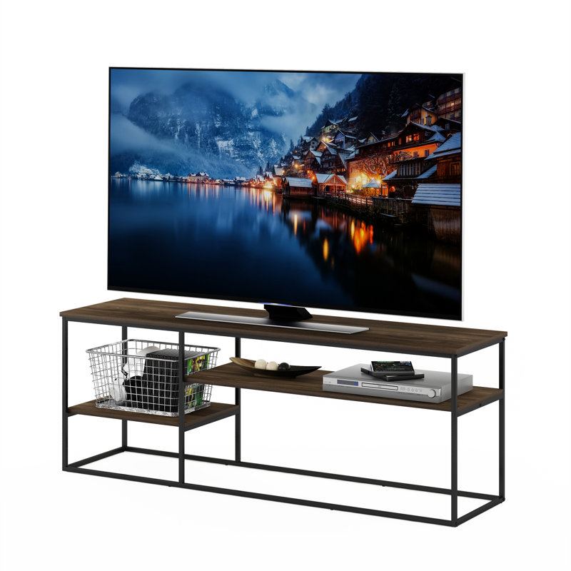 TV Stand for TVs, Columbia Walnut/Black, 21.9" H x 45" W x 15" D