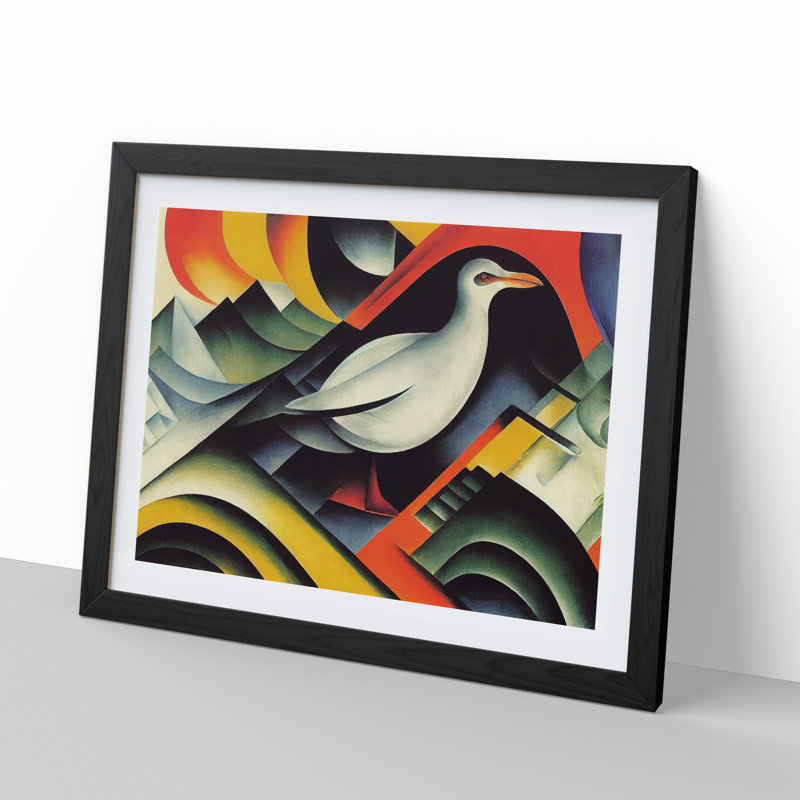 Abstract Seagull Art - Framed Print, Black, 34cm H x 46cm W x 2cm D
