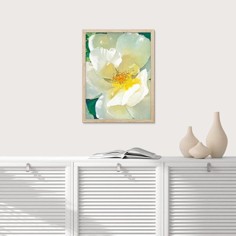 Art mural floral pastel blanc magnolia, impressions botaniques décoratives pour salon, encadré sur papier, Naturel