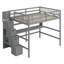 Lit mezzanine avec bureau, tablettes de rangement et escalier-733951681