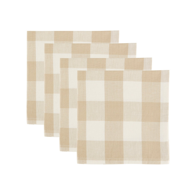 Check Napkin Set/4, Beige