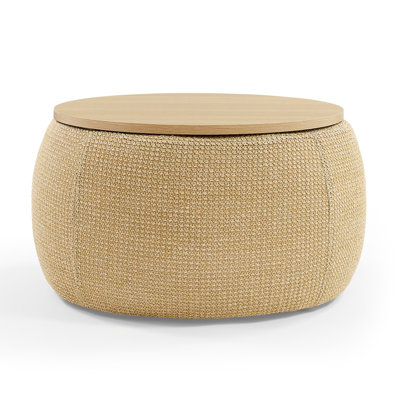 (25.5"X25.5"X14.5")Round Storage Ottoman, 2 In 1 Function, Work As End Table And Ottoman