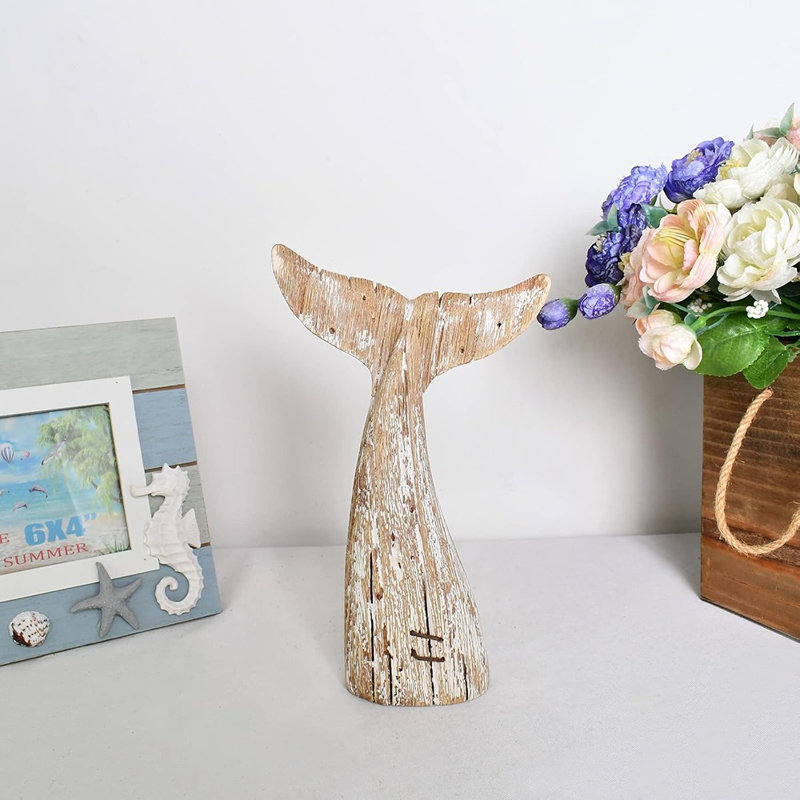 Décoration de table rustique en bois avec queue de baleine - Décoration de maison de plage côtière nautique