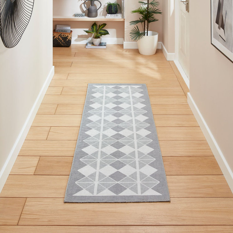 Victoria Machine Woven Grey Area Rug, Runner 2' x 5'6"