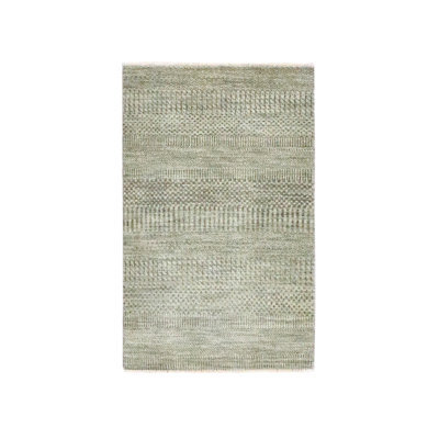 Cèdre brun 2 pi x 3 pi, laine nouée à la main avec touche de soie, ton sur ton, luxuriante et moelleuse, échantillon, motif d'herbe moderne, tapis, tapis oriental