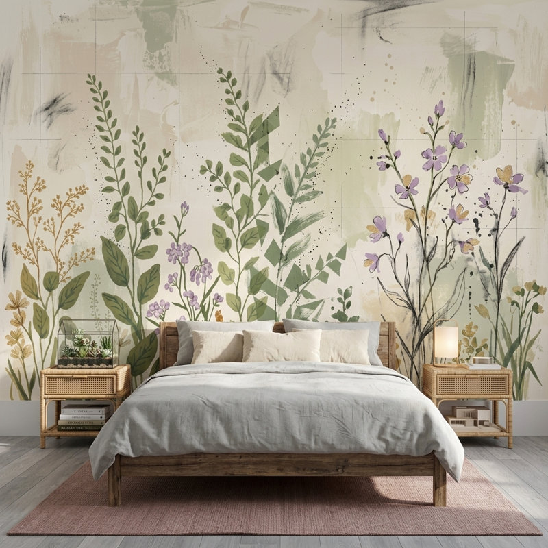 Décoration murale amovible en forme d'aquarelle, 140 po x 108 po, Non tissé