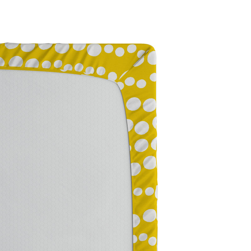 Yellow and White Polka Dot Twin Microfiber Fitted Sheet