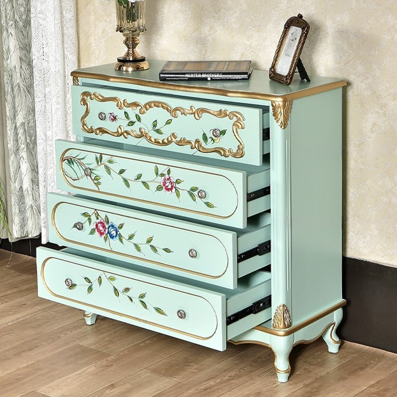 Hand-Painted Accent Chest with 4 Drawers