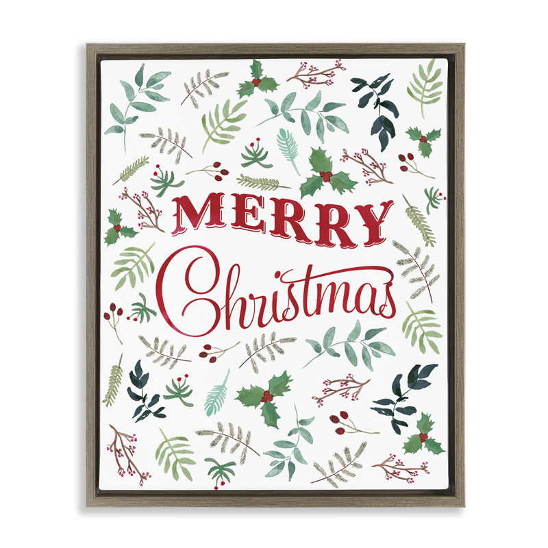 Motif botanique de Noël, estampe numérique par Amanda Murray, Cadre flottant orme Montalcino, H 31 po x l 25 po x P 1,7 po