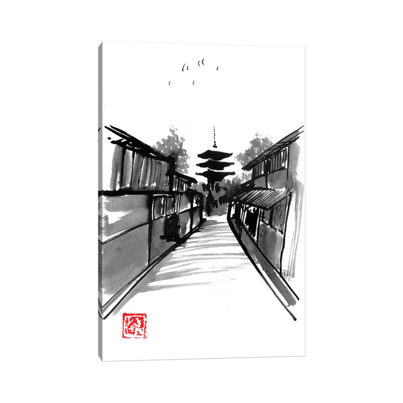 Pagoda by Péchane - Painting on Canvas, Wrapped Canvas, 101.6 cm H x 66.04 cm W x 3.175 cm D
