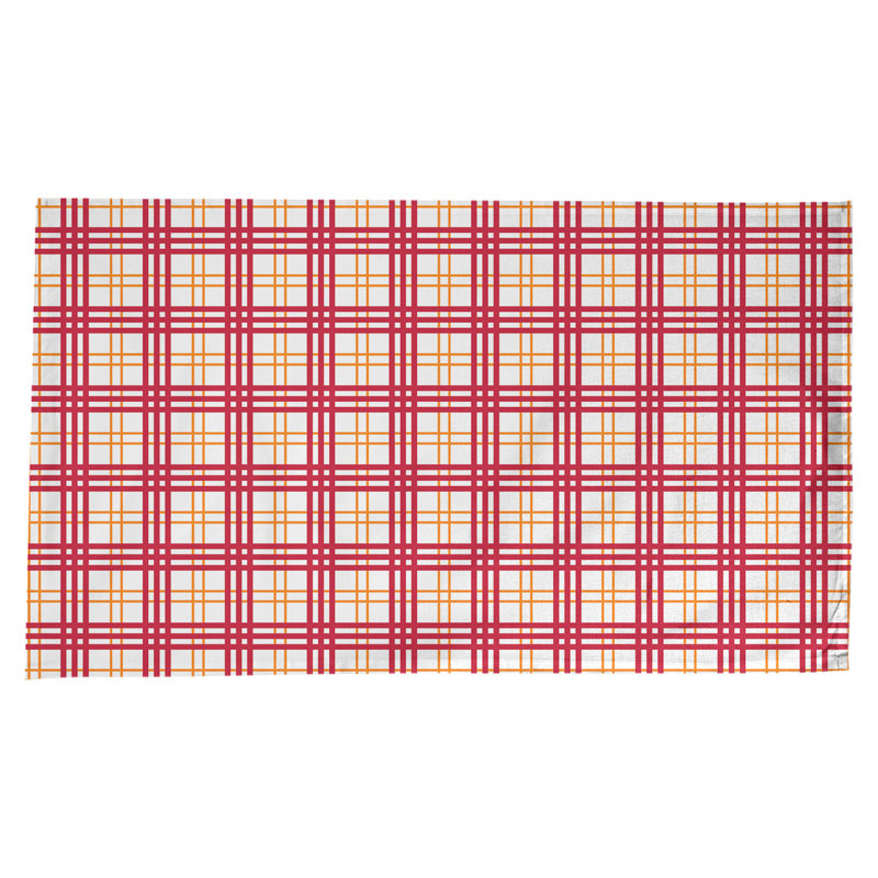 Nappe en mélange de coton à carreaux, Blanc / orange / rouge