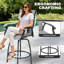 Ensemble de bar de patio 3 pièces avec trou pour parasol, tabourets de bar pivotants recouverts de PVC