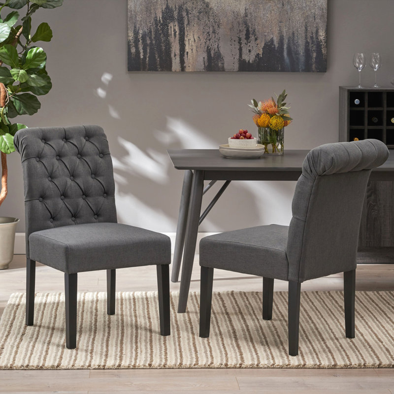 Modern Set of 2 Dining Chair, Dark Gray