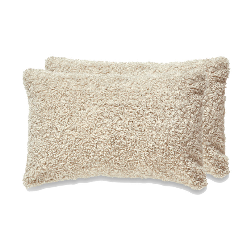 FRENCH BOUCLE Throw Pillow, Feather, Beige