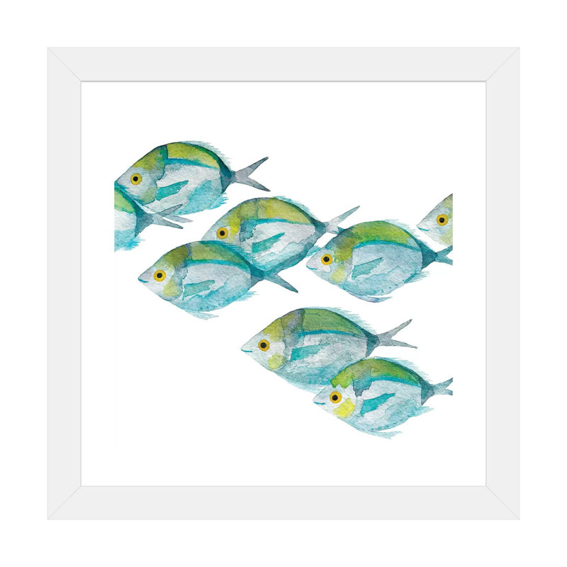 " Fishes ", White, White Framed Paper, 16" H x 16" W x 1" D