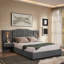 Structure de lit tapissier grand format avec tissu en velours, boutons et lampe de chevet réglable-692260611-692260614