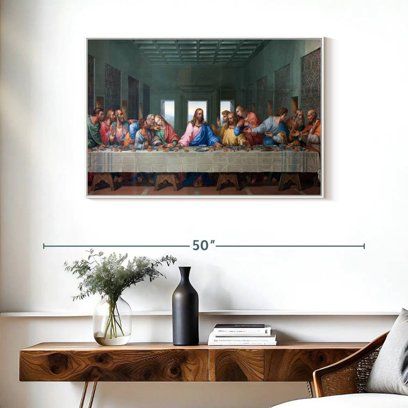 La Cène, 37 po x 25 po, Cadre flottant blanc