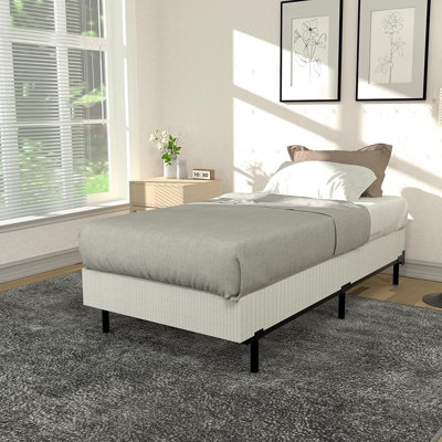 Structure de lit en métal robuste, assemblage sans outil, sommier et support de matelas, noir