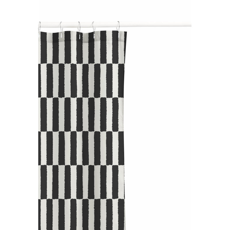 Off Stripe Ultra-Thin Lightweight Shower Curtain, Ivory/Charcoal
