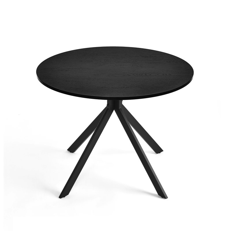 Metal Base Dining Table, Black Oak / Black