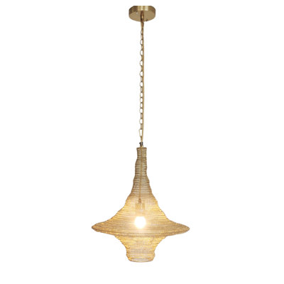 1-Light Gold Pendant With A Chain Basket Shade