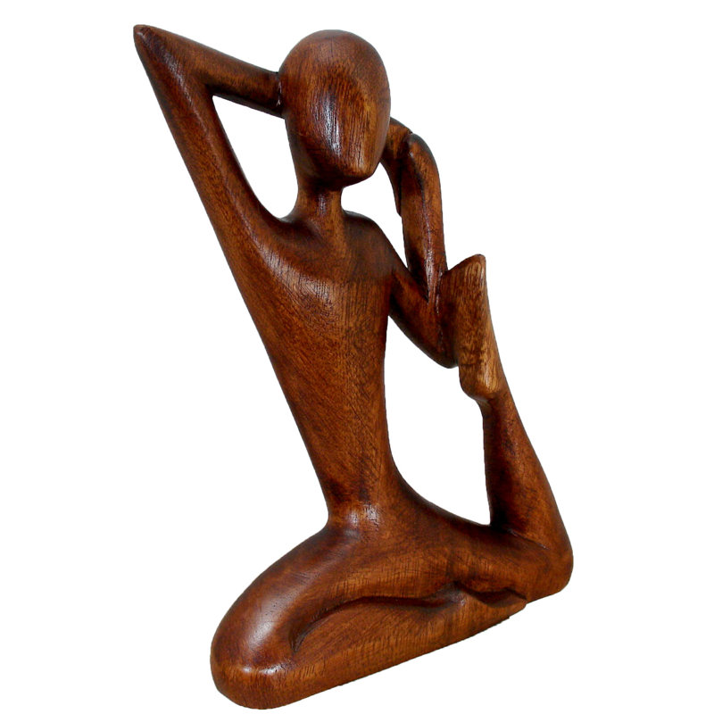 Figurine yoga de vache à étirement de bois statuette est sculptée suar Toole