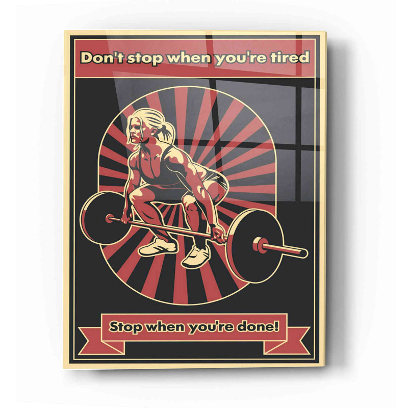 «Gym Motivation», art mural en verre acrylique, H 16 po x l 12 po x P 0,12 po