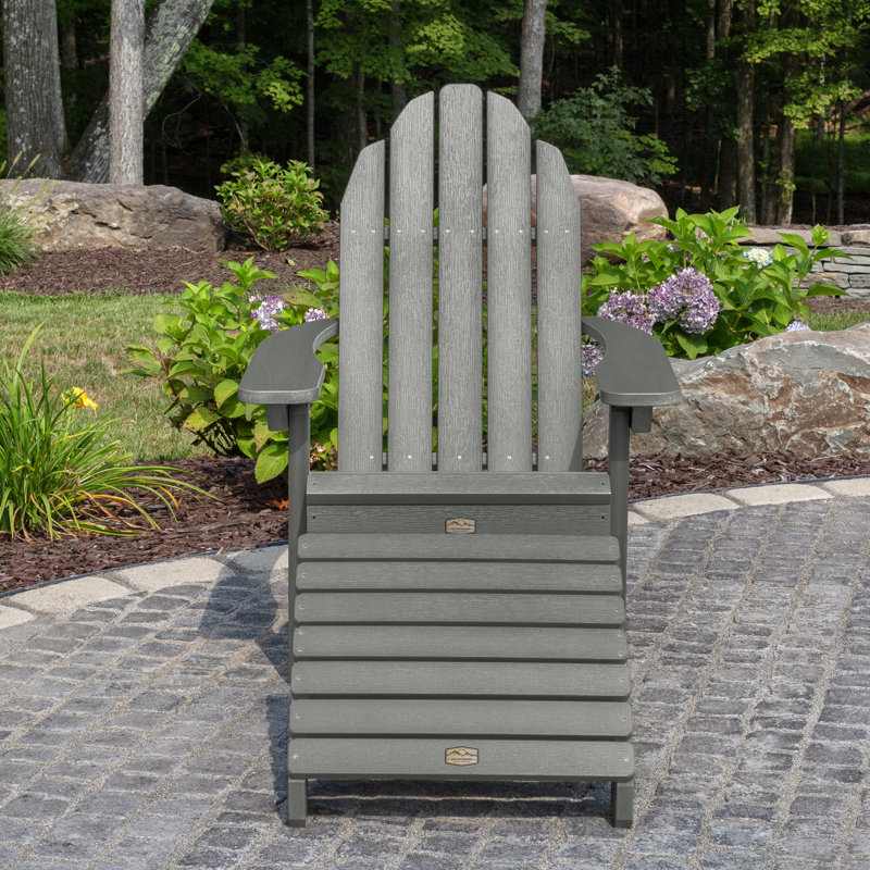 Hinz Outdoor Adirondack Chair With Ottoman, Coastal Teak
