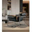 Fauteuil d'appoint italien en cuir Nappa minimaliste avec structure en acier inoxydable pour un usage domestique
