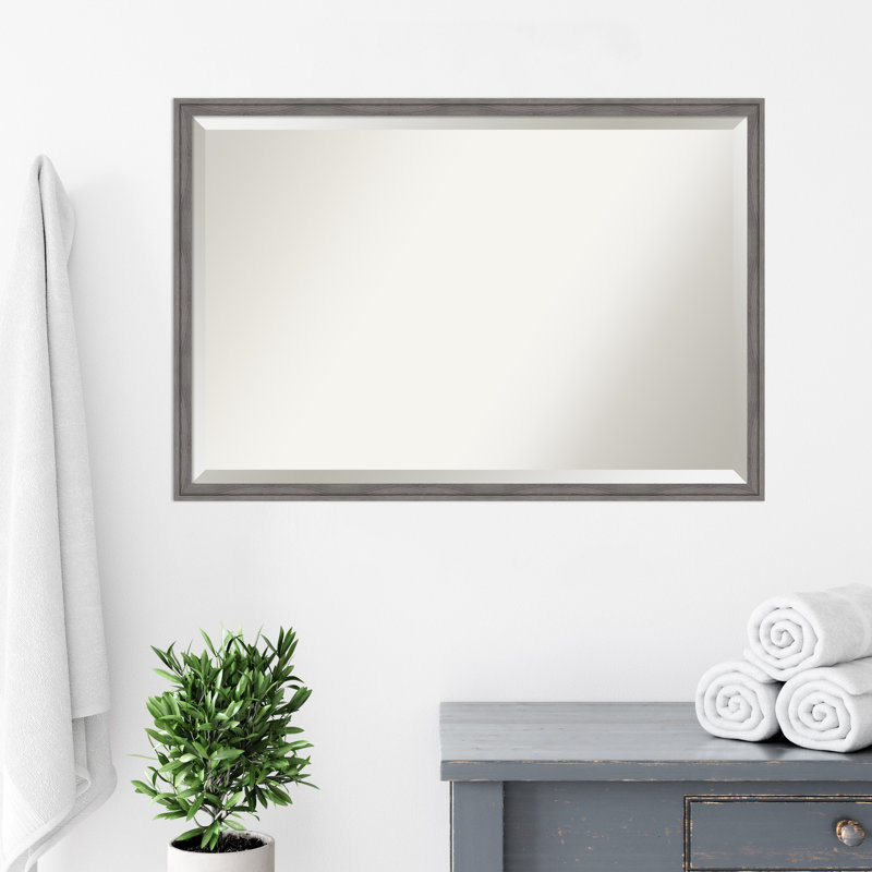 Miroir mural Merima, 25,75 po x 37,75 po, Rectangle, gris
