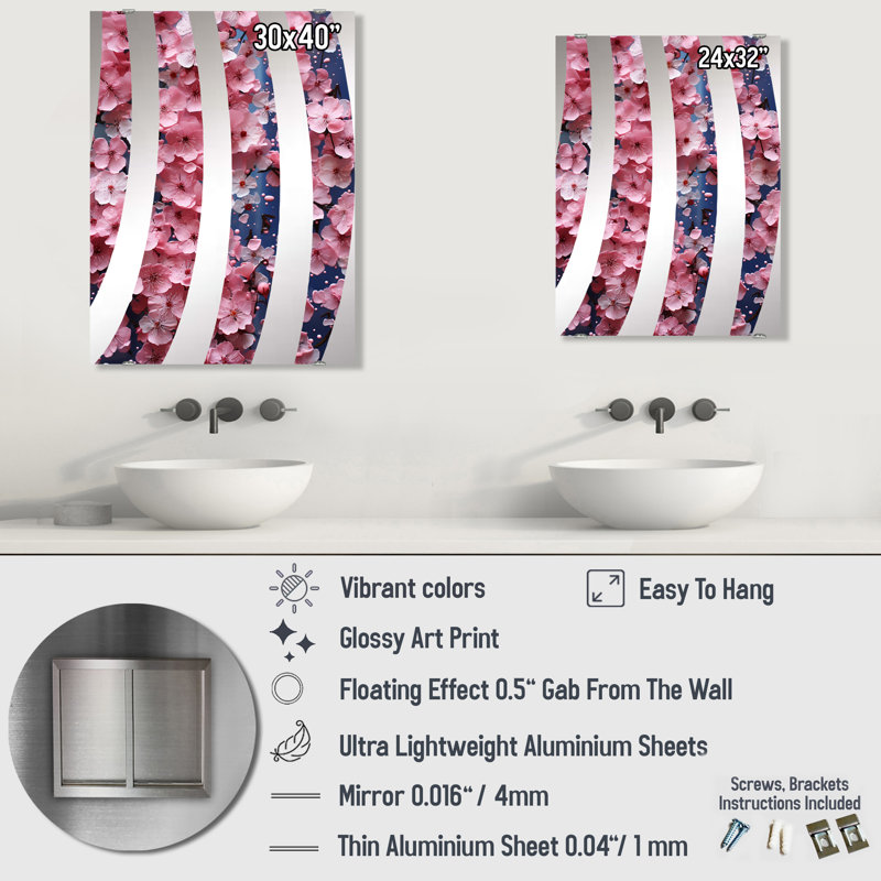 Cherry Blossom Garden - Miroir mural Cherry Blossom MIR136677, 32 po x 24 po
