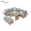 Ensemble modulaire d'extérieur en rotin 5 pièces avec 2 tables d'appoint extensibles PE