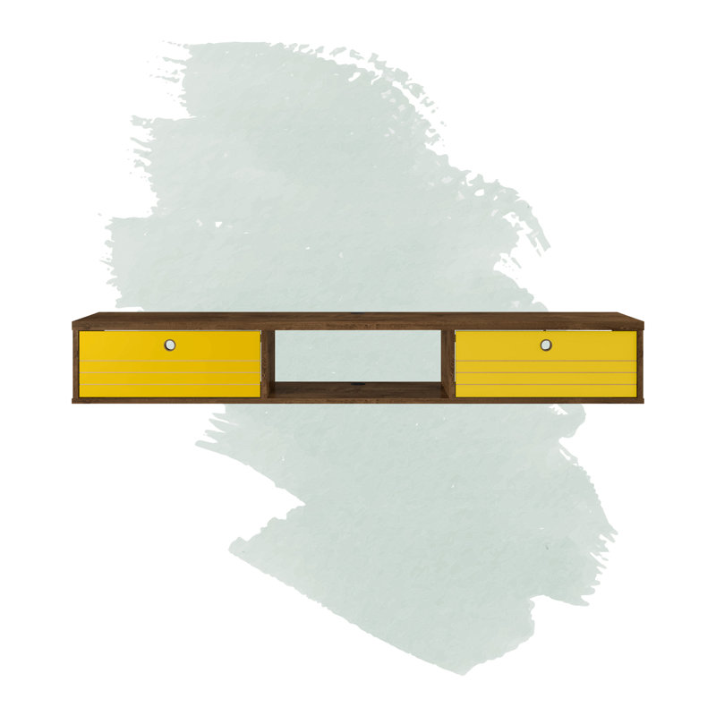 Bureau flottant Oglethorpe, Brun rustique / jaune