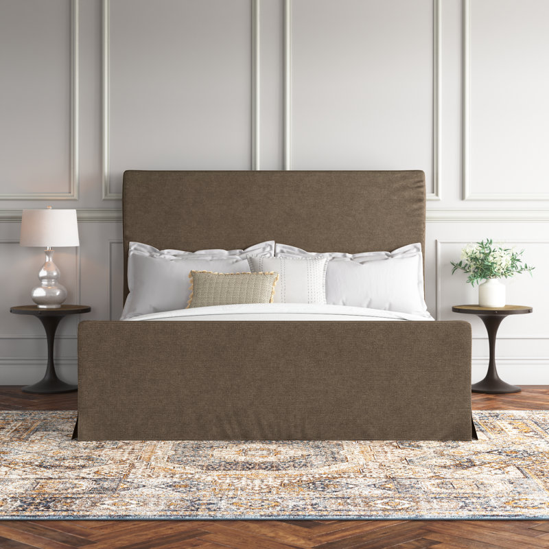 Zoni Upholstered Platform Bed, King, Brussels Coffee