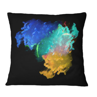 Turquoise, orange et bleu, encre liquide sur fond noir, impression moderne