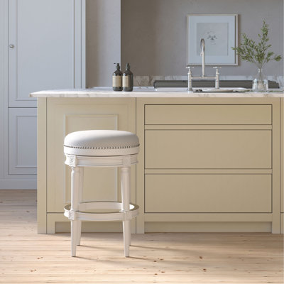 31in. Wood Backless Bar-Height Swivel Barstool, 1PC