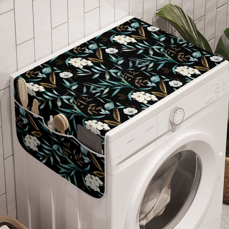 East Urban Home Floral Design Washing Machine Organizer Pack of 2 47" x 18.5" Sea Green Fawn Eggshell
