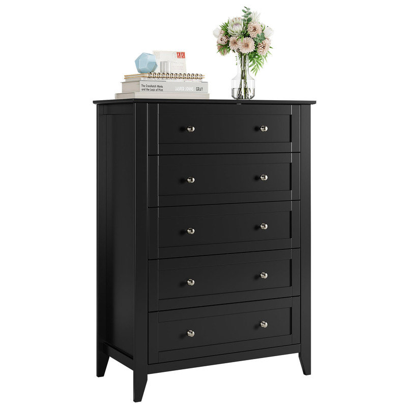 5 Drawer Dresser for Bedroom, Tall Dresser with Deep Drawers & Metal Knobs, Modern Wooden Chests of Drawers for Entryway, Hallway