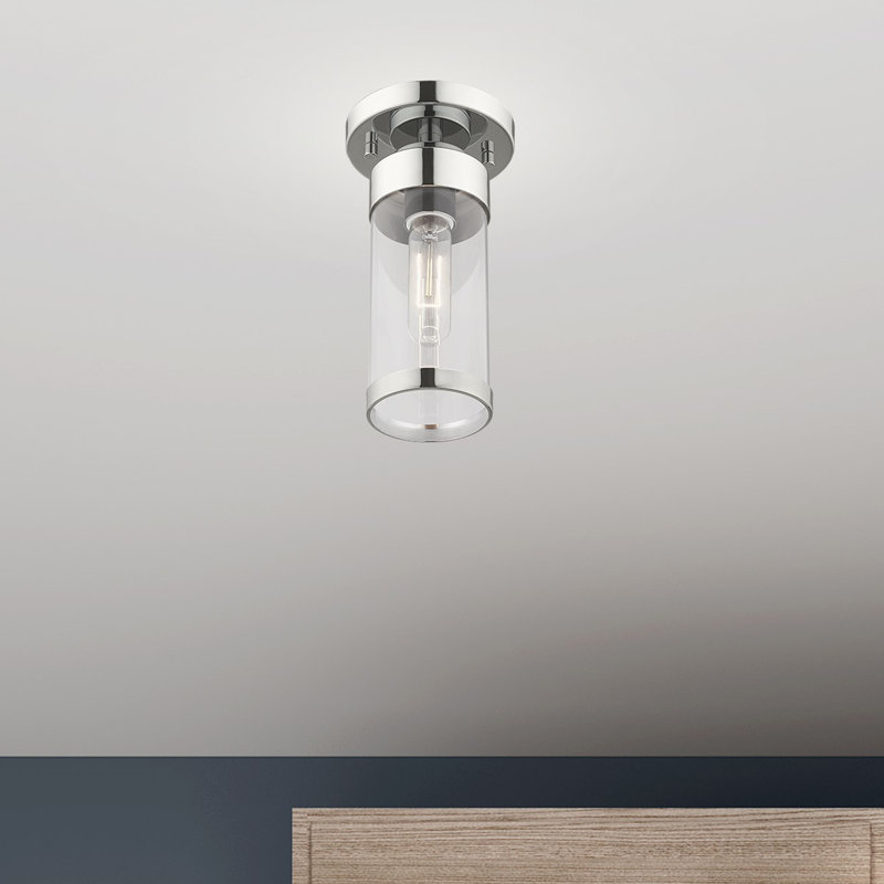 Binghamton Glass Semi Flush Mount, Polished Chrome