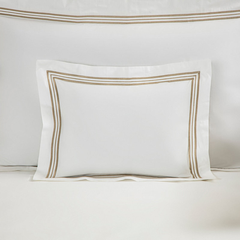 Triplo Bourdon Pillow Sham, White/Savage Beige, Boudoir